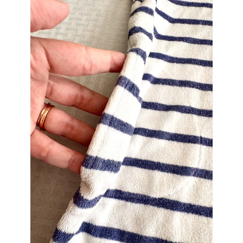 Crewcuts Girls Size 8 Striped Terry Cloth Hooded Swim Coverup Dress Blue White